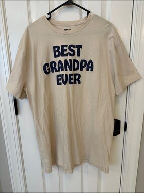 Beige 'Best Grandpa Ever' Short Sleeve Graphic Tee